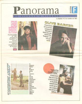 La Opinion, Panorama section, 23 October 1992