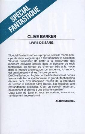 Clive Barker - Books of Blood - Volume One, in wrapper, France, 1987