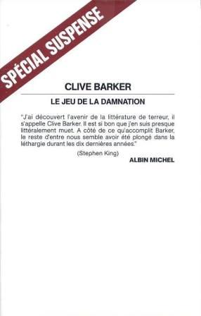 Clive Barker - Damnation Game - France, 1988 (in paper wrapper).