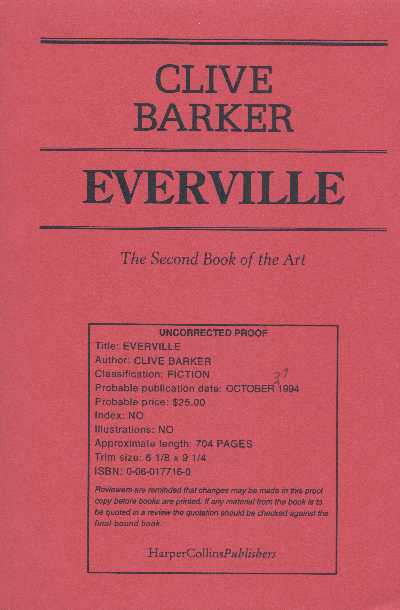Clive Barker - Everville - US proof