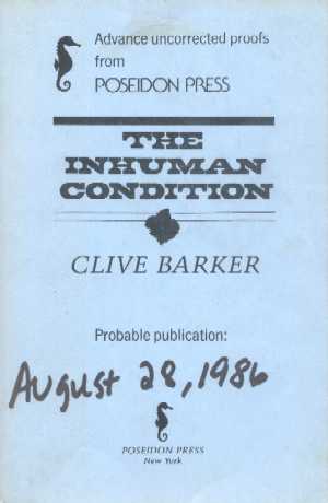 Clive Barker - The Inhuman Condition, Poseidon, 1986 proof