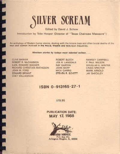 Silver Scream edited by David J. Schow - page proofs