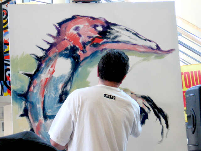 Clive Barker at Tower Records - live painting session