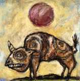 Clive Barker - Unicorn Buffalo With Red Sun